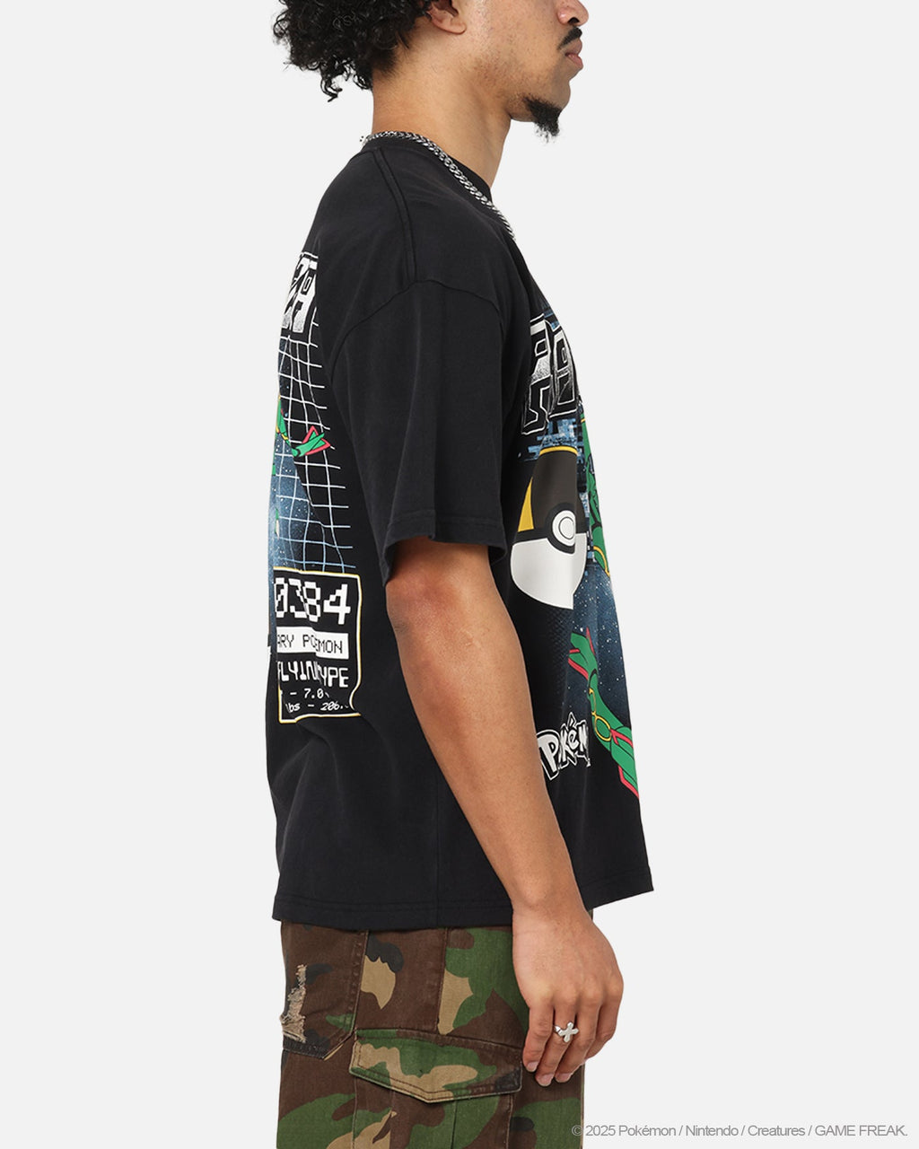 The Pokémon Collection By 73Studio Rayquaza Vintage T-Shirt Off Black